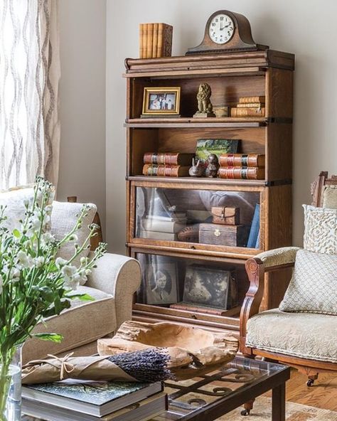 Barrister bookcase - I have one - filled with junk :(   The Cottage Journal (@thecottagejournal) • Instagram photos and videos Antique Bookshelf, French Cottage Style, Cottage Journal, Barrister Bookcase, English Country Decor, Bookcase Styling, Bookcase Decor, Estilo Country, Style Cottage