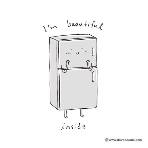 Refrigerator Humor Funny Illustrations, Inside Art, Cute Puns, Best Puns, Love Doodles, Food Puns, Funny Illustration, Mood Boost, Funny Doodles