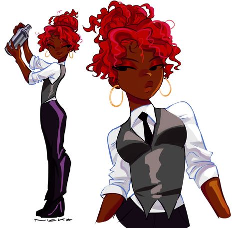 Criss Cross Legs Reference, Buff Female Oc, Black Women Characters, Masc Female Oc, Unisex Character Design, Cartoon Design Ideas, Black Woman Oc Art, Outfit Oc Ideas, Persona Ideas Oc