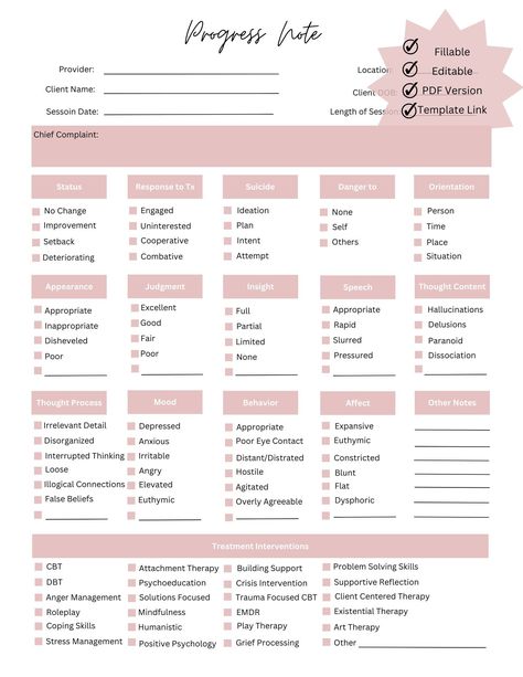 Comprehensive Fillable & Editable Client Progress Note Form, Counseling Template, Therapy Tool, Therapist Progress Note Template. Therapy Templates, Lpc Counseling, Therapy Sheets, Therapist Tools, Therapy Notes Template, Pre Therapy Notes, Soap Notes Counseling, Therapy Notebook, Pre And Post Therapy Notes