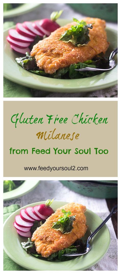 Gluten Free Chicken Milanese from Feed Your Soul Too Chicken Milanese Recipe, Milanese Recipe, Food Gluten Free, Chicken Milanese, Gluten Free Chicken Recipes, Marinated Pork Chops, Dinner Favorites, Fantastic Recipes, Diy Easy Recipes