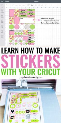 Cricuit Joy, Stickers With Cricut, Sticker Layout, Cricut Tools, Cricut Projects Easy, Cricut Air 2, Cricut Explore Air Projects, Cricut Hacks, How To Use Cricut