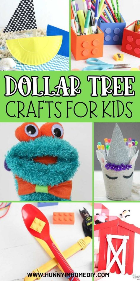 Getting creative with your kids is easy with these Dollar Tree DIYs! Grab supplies from the dollar store to put together each of these fun crafts for preschool and kindergarten. They're budget friendly art projects your kids can make at home or in the classroom! Dollar Store Kids Crafts, Dollar Tree Kids Crafts, Preschool Beach Crafts, Dollar Tree Crafts For Kids, Dollar Store Crafts For Kids, Easy Dollar Tree Crafts, Dollar Tree Diy Projects, Tree Crafts For Kids, Lego Party Decorations