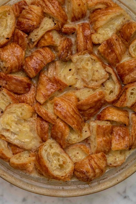 Eggnog Croissant French Toast Half Baked Harvest, Overnight Crossiant French Toast Bake, Casseroles With Croissants, Crossaint Dinner Recipes, Croissant Toast Bread, Croissant French Toast Recipe, French Toast Casserole With Crescent Rolls, Dinner With Croissants, Crissonts Dinner Ideas