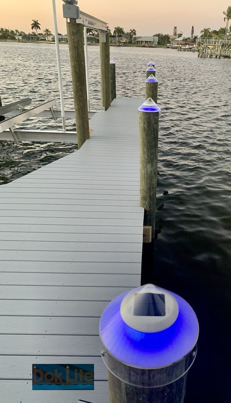 Dock Lighting Ideas, Dock Ideas, Dock Ideas Lakeside, Saltwater Boats, Key West House, Walkway Lighting, Dock Accessories, Dock Lighting, Lake Dock