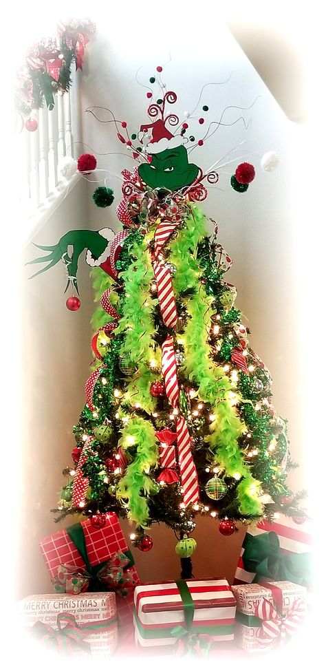 Scrooge Christmas Tree, Diy Grinch Tree Topper, Dr Suess Christmas Tree, Christmas Tree Wedding Ceremony, Whoville Grinch Inspired X Mas Tree, Grinch Inspired Christmas Tree Topper, The Grinch Tree Topper, Grinch House, Grinch Tree Topper