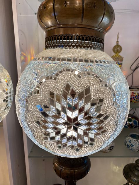 Chaliskan offers special customized with any glass color It a very special, one of a kind big size Turkish mosaic standing lamp Handcrafted lighted dome, steady strong Made by talented artisan.Made of glass and brass materials. US electric system adapted.LED candelabra base bulbs are included. 1 day USPS priority mail from Mclean/VA. We ship The lamp safely wrapped and boxed with the warranty. You may order luxurious gift boxes together with your purchases for your loved ones. The link for a bea Mosaic Lamp Patterns, Turlish Lamp, Turkish Mosaic Lamp Diy, Turkish Mosaic Lamp Patterns, Ottoman Lamps, Turkish Mosaic Lamp Chandeliers, Blue Turkish Lamp, Free Mosaic Patterns, Turkish Lights