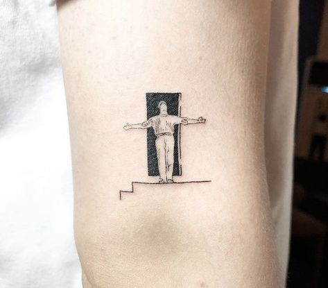 Truman Show Tattoo Minimalist, Famous Art Tattoo Minimalist, Truman Show Tattoo, Movie Inspired Tattoos, Square Tattoo, Tattoo Vintage, Movie Tattoo, Movie Tattoos, Tatuaje A Color