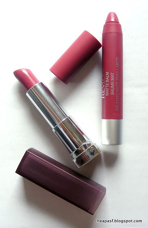 Revlon Matte Balm in Sultry vs. Maybelline Creamy Matte Lipstick in Touch of Spice Maybelline Touch Of Spice, Charlotte Tilbury Lipstick Swatch, Maybelline Creamy Matte Lipstick, Revlon Matte Balm, Lipstick Guide, Kiss Proof Lipstick, Revlon Matte, Traveling Fashion, Too Faced Lipstick