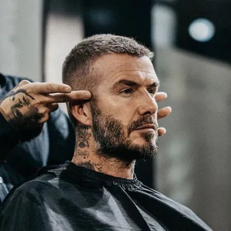 High and Tight Haircut with Beard - Best High and Tight Haircuts For Men and Cool Men's Hairstyles #menshaircuts #menshairstyles #fade David Beckham Crewcut, Men’s Buzz Cut Fade, Short Hair Mens Hairstyles, Chest Tattoo Men Ideas Unique, Men Buzzcut, Buzzcut Men, Beckham Haircut, Beckham Hair, Men Fade Haircut Short