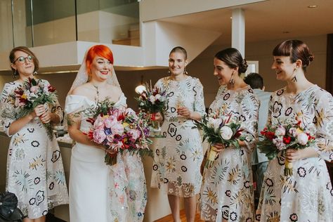 Quirky Bridesmaid Dresses, Bridesmaid Inspiration, Beautiful Bridesmaid Dresses, Quirky Wedding, Lilac Wedding, Lesbian Wedding, Party Photo, Bride Tribe, Woodland Wedding