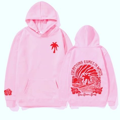 https://espstudyoshop.etsy.com/listing/1806079121/trendy-colorful-hoodie-with #halloween #sweatshirt #etsy Blue Palm Puff Hoodie, Pink Palm Puff Hoodie Aesthetic, Pink Palm Puff Hoodie, Pink Palm Puff, Everything Comes In Waves, Puff Hoodie, Waves Graphic, Preppy Things, Waves Print