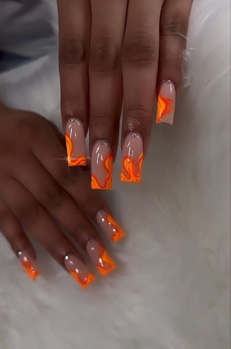 Green Yellow Black Nails, Green And Orange Nail Designs, Orange And Green Nails, Nail Planner, White Tip Acrylic Nails, Ambre Nails, Nails Tech, Ballerina Acrylic Nails, Nails Board