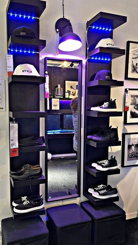 Mens Room Decor, Sneakerhead Room, Mens Bedroom Decor, Hypebeast Room, Teenage Boy Room, Shoe Room, Luxury Room Bedroom, Chill Room, Boy Bedroom Design