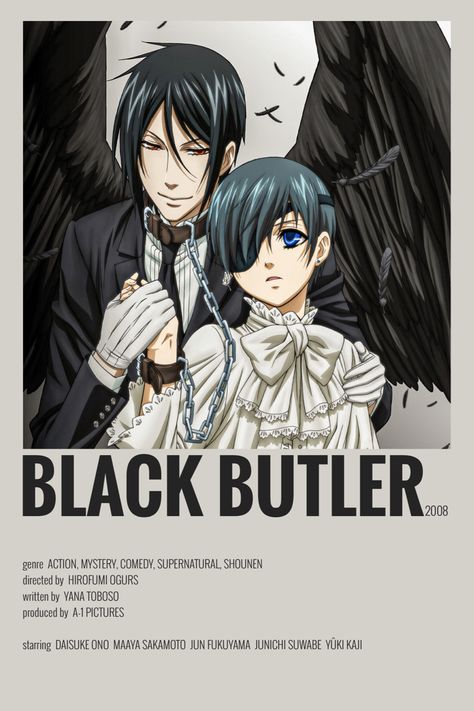 Anime Recommendations Poster, Black Butler Poster, Anime Posters Minimalist, Anime Film Poster, Anime Poster Prints, Anime Title, Black Butler Wallpaper, List Anime, Anime Name