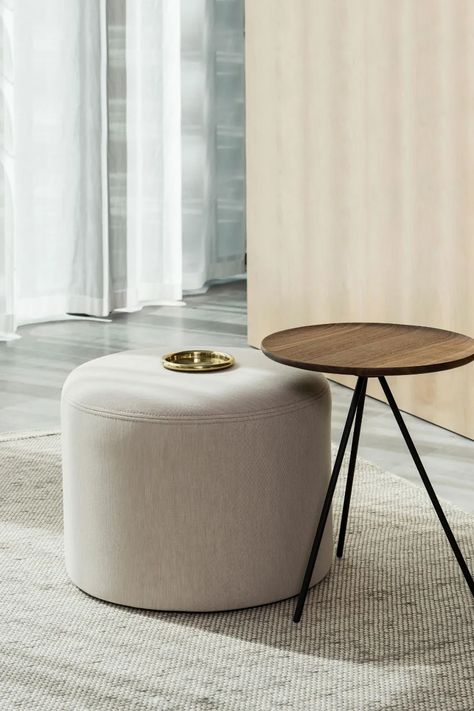 Living Room Poufs, Pouf Ottoman Living Room, Pouf Living Room, Living Room Pouf, Oak Side Table, Poufs & Ottomans, White Side Tables, Leather Pouf, Minimalist Furniture