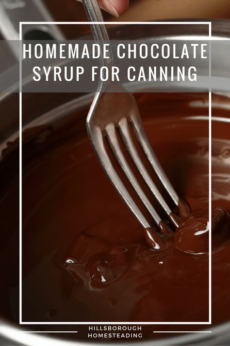 Better than Hershey's! 15 minutes to make, 15 minutes to can! Easy, homemade chocolate syrup. Chocolate Syrup Recipes, Homemade Chocolate Syrup, Chocolate Sauce Recipes, Canning Ideas, Canning Food, Canning Food Preservation, Canning Tips, Home Canning, Dehydrated Food