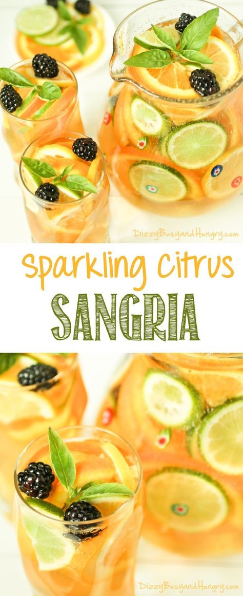 Sparkling Citrus Sangria | DizzyBusyandHungry.com - Refreshing and crisp adult beverage made with pineapple juice and ginger ale, perfect for a warm summer afternoon! Alcohol Punch, Citrus Sangria, Moscato Sangria, Drinks Alcohol, Sangria Recipes, Summer Afternoon, Drinks Alcohol Recipes, Ideas Party, Ginger Ale