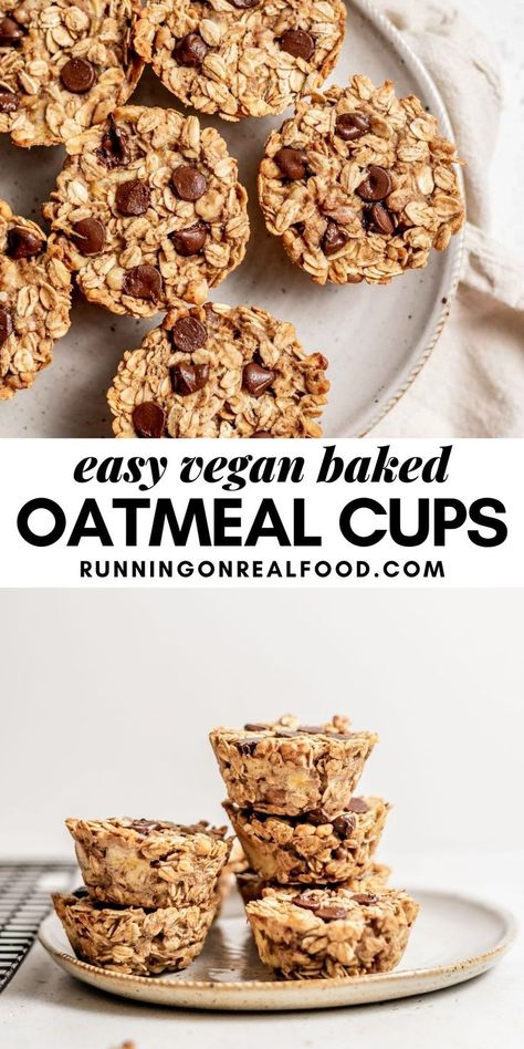 Simple Baked Oatmeal, Banana Oatmeal Cups, Baked Banana Oatmeal, Vegan Baked Oatmeal, Oat Cups, No Bake Oatmeal Bars, Chocolate Chip Granola Bars, Banana Baked Oatmeal, Biscuits Diététiques