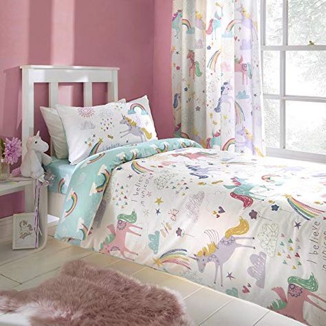 Pink Duvet Set, Roses Bedroom, Unicorn Bedding, Unicorn Room, Pretty Bedding, Unicorn Bedroom, Pink Duvet, Kids Duvet, Reversible Bedding