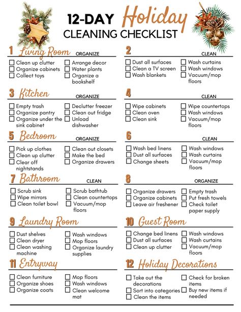 After Christmas Cleaning Checklist, Deep Clean Before Holidays, Nightly Cleaning Checklist, Christmas Deep Cleaning Checklist, Christmas Cleaning Schedule, Winter Deep Cleaning List, January Cleaning Checklist, New Years Cleaning Checklist, End Of Year Cleaning Checklist