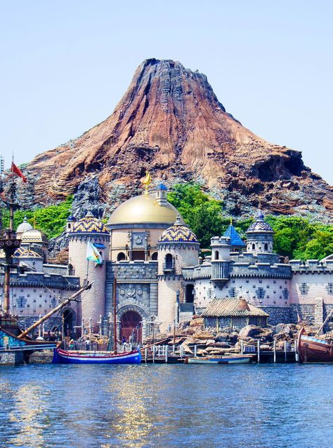 Tokyo DisneySea theme park is located in Urayasu, Chiba Prefecture, Japan, just outside Tokyo. Tokyo DisneySea has an overall nautical exploration theme to it. There are seven themed areas or "ports of call". The entrance to the park is Mediterranean Harbor, which opens up to six more nautically themed ports: American Waterfront, Lost River Delta, Port Discovery, Mermaid Lagoon, Arabian Coast, and Mysterious Island. #disneysea #japan #tokyo #disneyland #disney #tokyodisneysea #themepark Disney Sea Tokyo, Tokyo Beautiful, Tokyo Trip, Mysterious Island, Tokyo Disneysea, Lost River, Mermaid Lagoon, Disney Sea, River Delta