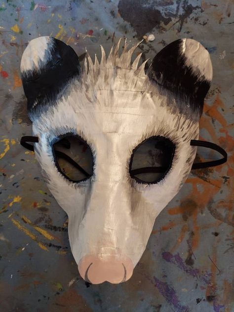 Creepy Animal Mask, Paper Mache Animal Mask, Opossum Therian Mask, Possum Therian Mask, Raccoon Therian Mask, Possum Costume, Possum Fursuit, Cool Mask, Therian Masks