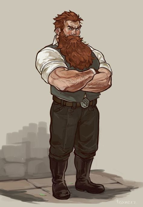 Dnd Dwarven, Baker Character, Dnd Barkeep, Dwarves Art, Halfling Character Art, Character And Setting, Fantasy Male, Character Poses, Dnd Art