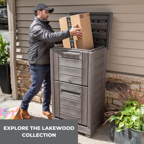 From street to front door, our Lakewood collection will add uniqueness and style to any home. 🏡 #step2 #step2outdoor #patiodecor #patio #planters #spring #springessentials #springdecor #planting #packagedelivery #package Kid Roller Coaster, Art Desks, Parcel Drop Box, Parcel Box, Pool Lounger, Outdoor Toys For Kids, Drop Box, Panel Systems, Package Delivery