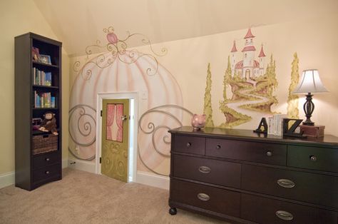 Princess Playroom, Prince Room, Cinderella Nursery, Princess Mural, Cinderella Room, Childrens Wall Murals, Room Murals, Deco Disney, Kids Play Spaces