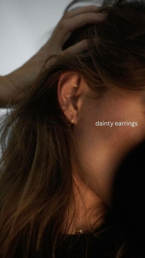 Dainty Stacked Earrings, Minimal Earring Stack, Dainty Ear Stack, Simple Earring Stack, Dainty Earring Stack, Triple Ear Piercing, Triple Lobe Piercing, Second Ear Piercing, Earring Stacks