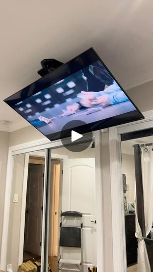 26K views · 7.7K reactions | @tvmountla TV Mounting service and custom wall designs 

#tv #tvwallmount #tvwallmounting #tvinstallation #tvinstall #tvinstaller #tvmount #tvmounting #tvonwall #tvwalldesig #tvwalldecor  #tvs  #hiddencables  #tvwalldesing #tvwalldecor  #smarttv #samsungtv #lgtv #qledscreen #installer  #ceilinglig #tvinstaller #85inchtv #PS5installation #ledlights #customwall | INTERIOR DESIGN & DECOR | aadk11_ · Original audio Tv Mounted To Ceiling, Tv Mounted On Ceiling In Bedroom, Ceiling Tv Mount Ideas, Hanging Tv Ideas, Hanging Tv Ideas Living Room, Tv Hanging From Ceiling, Tv Stand Hanging, Custom Wall Design, Tv Placement