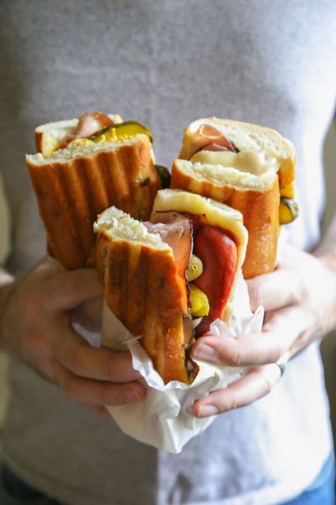 Cuban Hot Dog - Country Cleaver Ham Wraps, Crispy Bread, Homemade Ham, Gourmet Hot Dogs, Black Forest Ham, Burger Dogs, Mustard Pickles, Beef Hot Dogs, Hot Dog Recipes