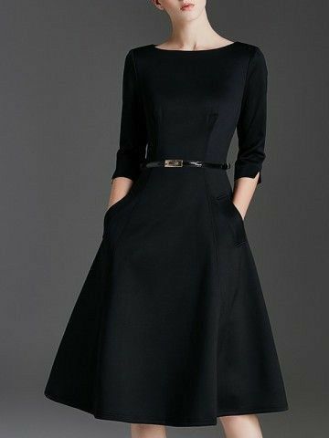 Sukienki Maksi, High Neck Maxi Dress, Beautiful Black Dresses, Black Plain, Black Women Fashion, 가을 패션, Ladies Dress Design, Classy Dress, Boutique Dresses