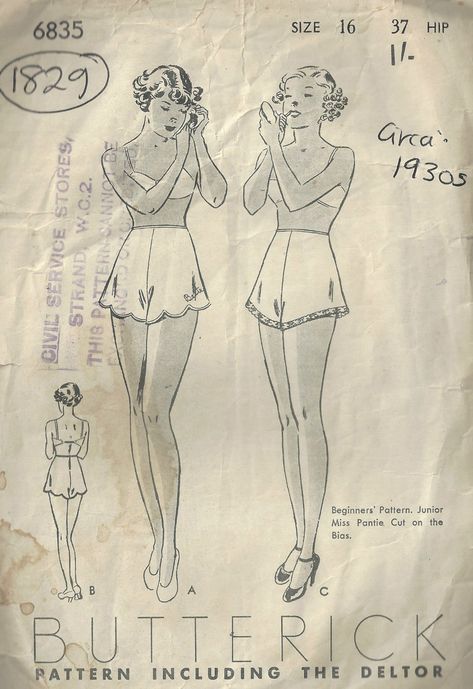 1930s Vintage Sewing Pattern W28 PANTIES KNICKERS 1829 - Etsy Vintage Fashion 1930s, Lingerie Patterns, Sewing Lingerie, Vintage Dress Patterns, Coat Racks, Easy Sewing Patterns, Old Fashion, Vintage Lingerie, Historical Clothing