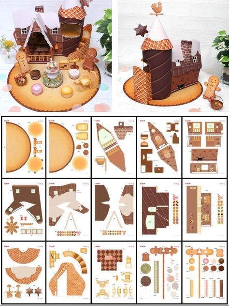 Free Paper Models Printable Templates, Paper Houses Diy, Miniature Paper Crafts, Papercraft House, Diorama Template, Diy Diorama, Paper Diorama, Paper Models House, Christmas Papercraft