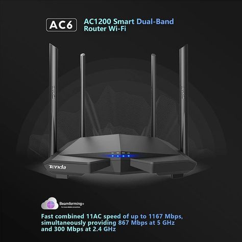 Best Sales Offer on Amazon Tenda AC1200 Dual Band WiFi Router, High-Speed Wireless Internet Router with Smart App, MU-MIMO for Home (AC6), Black. #amazon #fashion #style #router #home #electronics Click the link to Order. https://amzn.to/3EPl3R2 Guest Wifi, Best Router, Internet Router, Modem Router, Wifi Signal, Wireless Routers, Fast Internet, Internet Service Provider, Wireless Internet