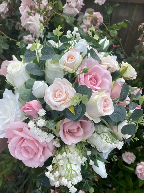 Green And Pink Floral Arrangements, Pink Roses And Eucalyptus Bouquet, Bridal Bouquet Pink And Green, Sage Green And Pink Bouquet, Wedding Bouquets Pink And Green, Pink And Green Bridal Bouquet, Pink White Green Bouquet, Pink And Green Wedding Flowers, Pink And Green Flower Arrangements