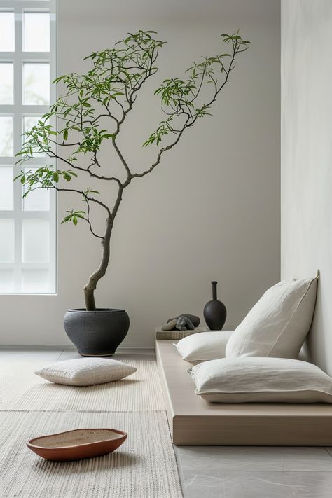 Japandi Living Room: Designing a Tranquil Space for Relaxation - Quiet Minimal Interior Design Natural Light, Living Room Zen Style, Zen Interior Design Living Room, Zen Style Interior Design, Modern Japandi Living Room, Tranquil Interior, Zen Hotel, Zen Apartment, Zen Balcony