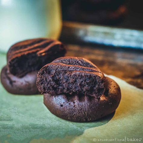 Chewy and chocolatey brownie-like cookies, made vegan and grain-free thanks to the key ingredient: lupin flour. #veganbaking #glutenfree Recipes With Lupin Flour, English Sweets, Lupin Flour, Flour Biscuits, Grain Free Diet, Bean Flour, Paleo Baking, No Flour Cookies, Small Food Processor