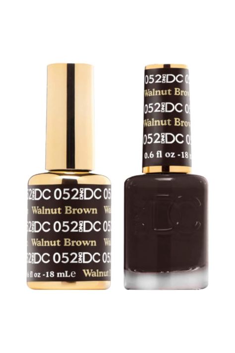 DND DC 052 - WALNUT BROWN Gel &amp; Matching Polish Set - DND DC Gel &amp; Lacquer Sensationail Gel Polish, Dnd Gel Nail Polish, Dnd Nail Polish, Nail Whitening, Luminous Nails, Nail Dust Collector, Dnd Gel Polish, Minx Nails, Gel Nail Colors