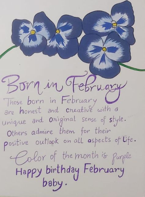 A card to February baby 9 February Birthday, February Birthday Aesthetic, February Birthday Quotes, Purple Happy Birthday, February Baby, February Birthday, Positive Outlook, Artistry Makeup, Birthday Quotes