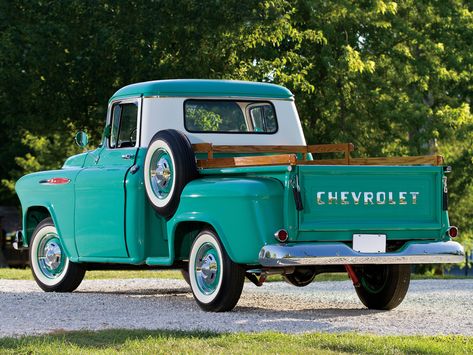 Chevrolet 1957, Vintage Chevy Trucks, Chevy Apache, Green Truck, Chevy Stepside, 1956 Chevy, 56 Chevy, Ranger Truck, Chevrolet Truck