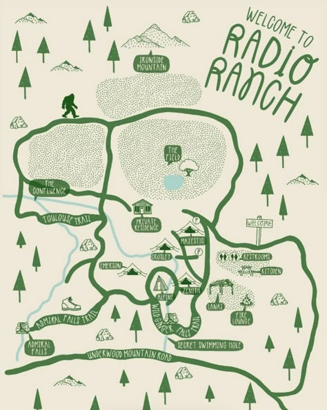 Just finished this awesome property map for @radioranchcamp! I love making maps because it feels like I get a little vacation! . . . #illustratedmap #glamping #map Camp Map Illustration, Property Map Design, Adventure Map Illustration, Map Design Inspiration, Hiking Map Design, Forest Map Illustration, Cute Map Design, Illustrated Map Design, Roadmap Illustration