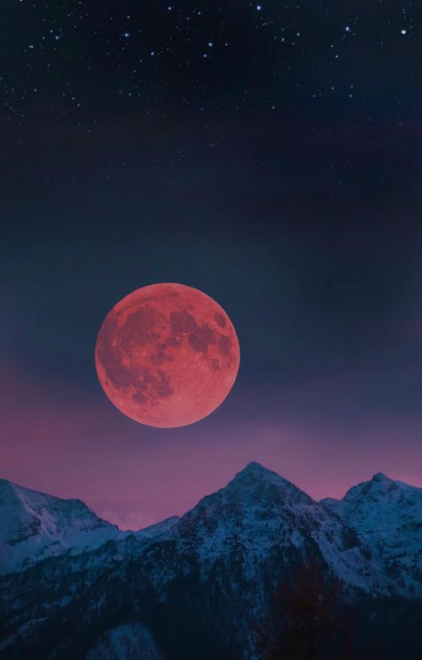 Strawberry Moon Wallpaper, Moon Over Mountains, Spell Protection, Moon And Mountains, Hex Removal, Voodoo Spell, Strawberry Moon, Money Spell, Goodnight Moon