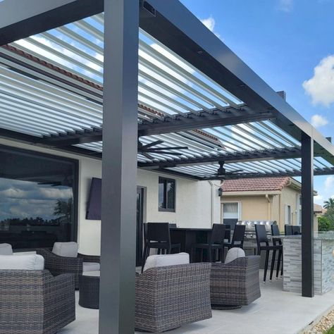 Equinox Louvered Roof
Smart Patio Cover
Next Generation of Patio Covers Aluminum Roof Patio, Backyard Roof Extension, Aluminum Pergola Patio Ideas, Outdoor Patio Covers Ideas, Outdoor Roofing Ideas, Outdoor Pergola With Roof, Covered Patio Extension Ideas, Porch Extension Ideas, Modern Patio Cover