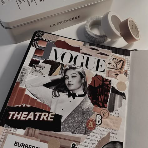 #scrapbook #bulletjournal #vogue #fashion #design #art #aesthetic #beige #neutral #collage #designer Neutral Collage, Collage Scrapbook Layouts, Magazine Cover Ideas, Fashion Sketchbook Inspiration, Scrapbook Cover, Fashion Design Books, Sketchbook Cover, Collage Book, Collage Scrapbook