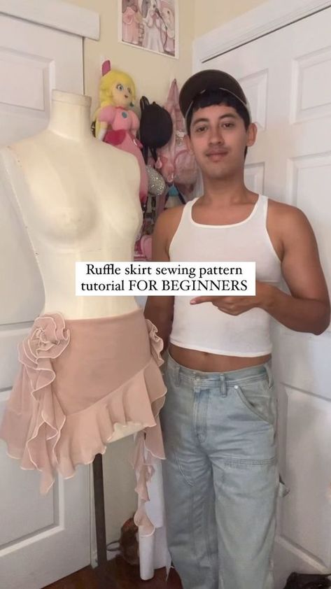 How to make a sewing pattern for a ruffle skirt for BEGINNERS #sewingpattern #sewingpatterns #sewingtutorial #sewingforbeginners… | Instagram Fitted Ruffle Skirt, Cascade Ruffle Pattern, Cotton Sewing Projects Clothes, Fairy Skirt Sewing Pattern, Maxi Skirt Free Pattern, How To Style Ruffle Skirt, How To Sew A Ruffle Skirt, Ruffle Sewing Pattern, Ruffle Sewing Tutorial