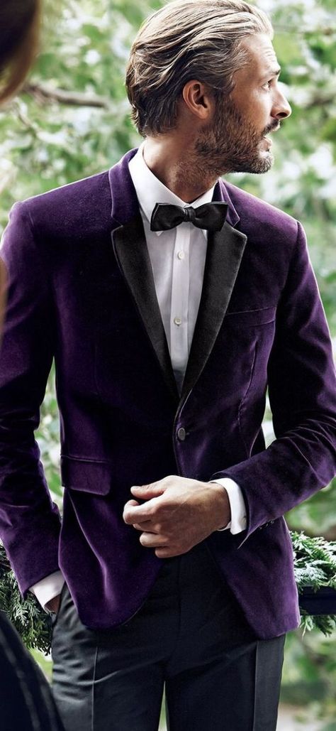 62 Glamorous Dark Purple Wedding Inspirational Ideas; #PurpleWedding #WeddingTheme #WeddingInspiration #BrideToBe #WeddingWednesday Prom Man, Deep Purple Wedding, Mens Tux, Purple Tuxedo, Wedding Suits Men Black, Dark Purple Wedding, Suits Tuxedo, Wedding Velvet, Purple And Gold Wedding