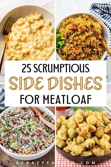 Meatloaf is classic comfort food. But what do you serve alongside it? Check out these 25 scrumptious side dishes to serve with meatloaf for a delicious, home-cooked meal that the whole family will love. Side Dishes For Meatloaf, Side Dishes Cold, Meatloaf Sides, Comfort Food Sides, Meatloaf Side Dishes, Field Meals, Homemade Gravy Recipe, Southern Side Dishes, Meatloaf Dinner